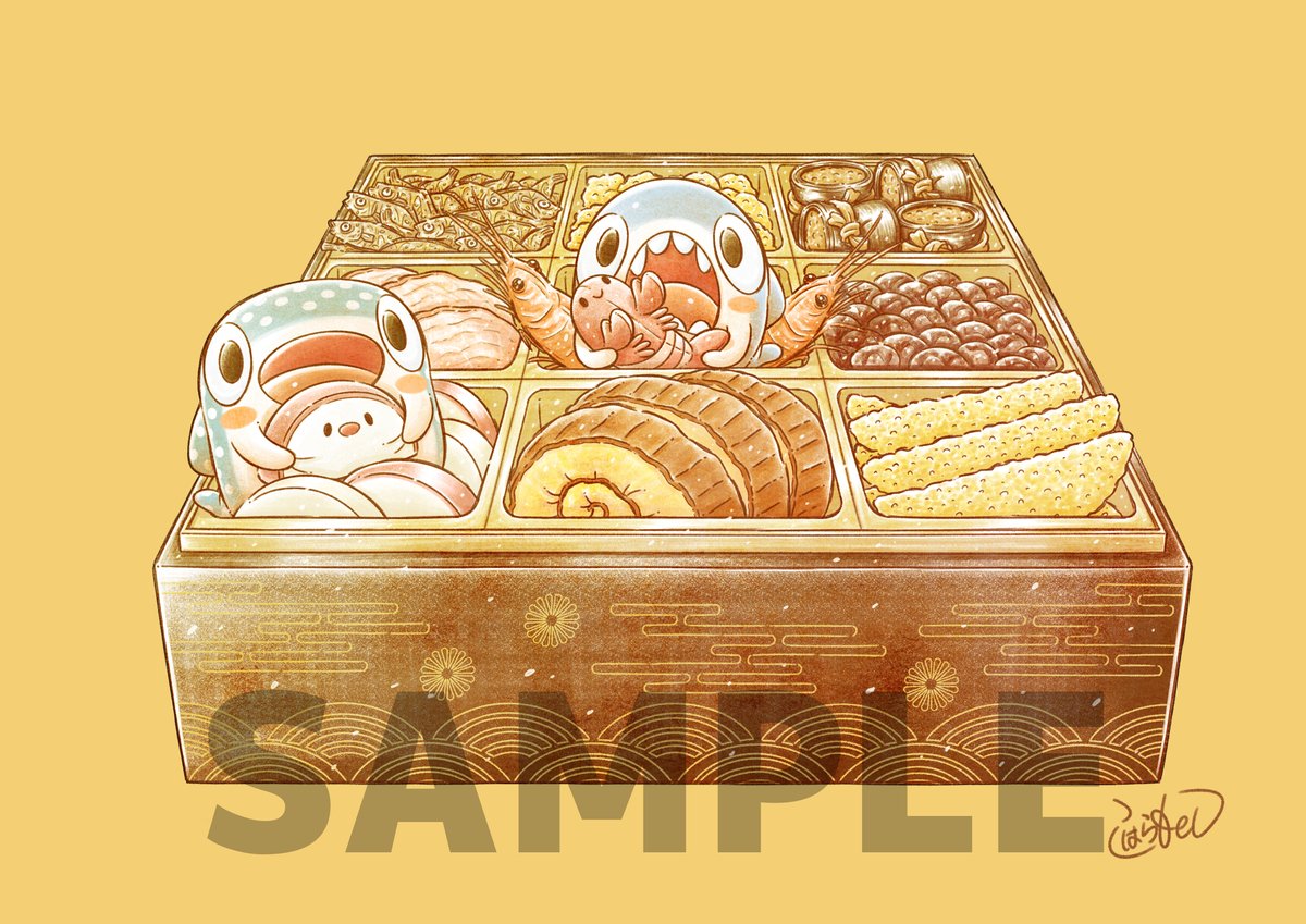 no humans food food focus simple background yellow background octopus box  illustration images