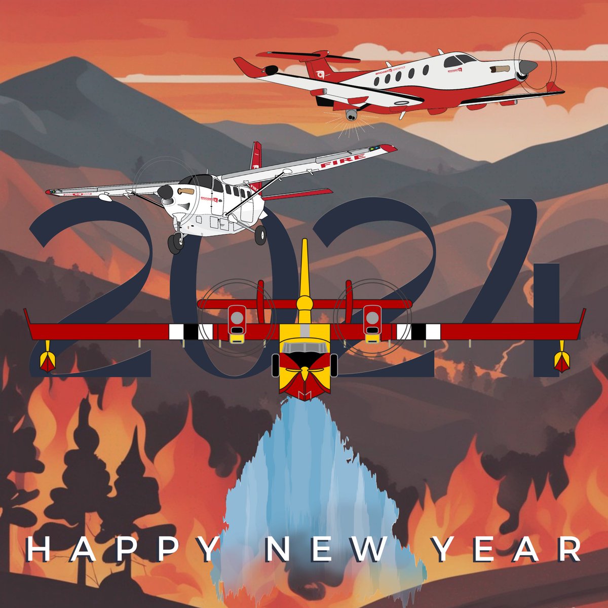 PSA: Plz be careful with fireworks... the 2024 fire season doesn't need to start tonight 🚒 Wishing everyone a Happy New Year from the Bridger Aerospace team! #happynewyear #2024 #aviation #aerialfirefighting