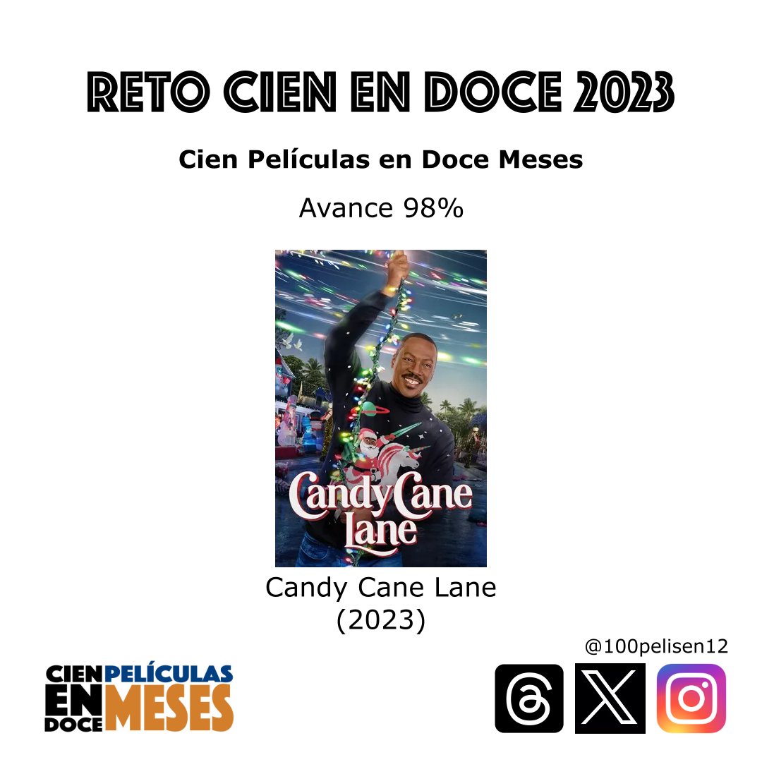 100PelisEn12's tweet photo. Cuando todas las películas de navidad parecen cortadas con el mismo molde, esta producción tira todo por la ventana esperando que algo coherente resulte. De lo regularcito de Eddie Murphy. Candy Cane Lane (2023) https://t.co/RTOBTWaW6P