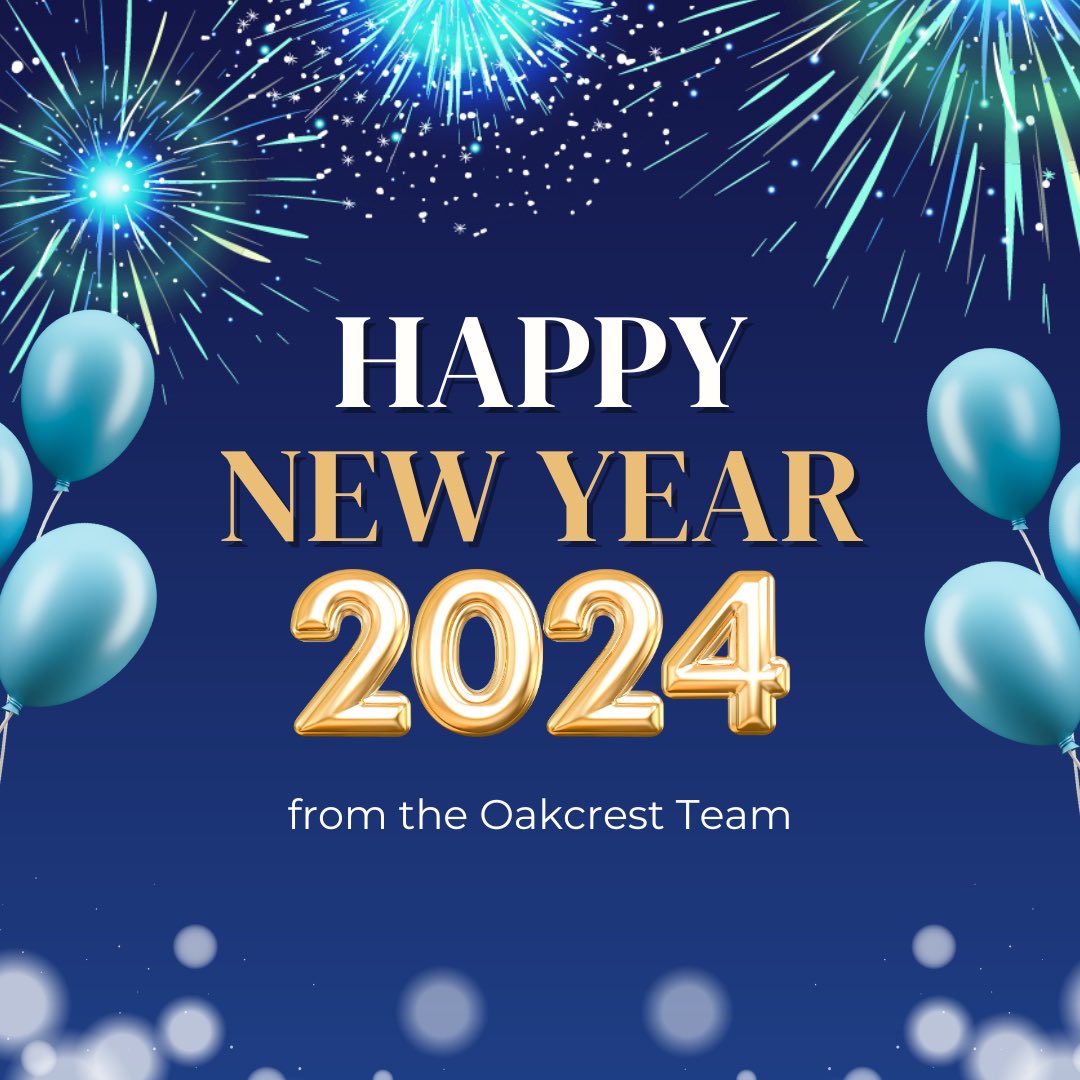 Happy New Year from the Oakcrest Team 🎉 We are all so excited to have you back in 2️⃣0️⃣2️⃣4️⃣ 🎆🍎🎆 Teachers return on Wednesday, January 3️⃣rd. Students return on Thursday, January 4️⃣th.