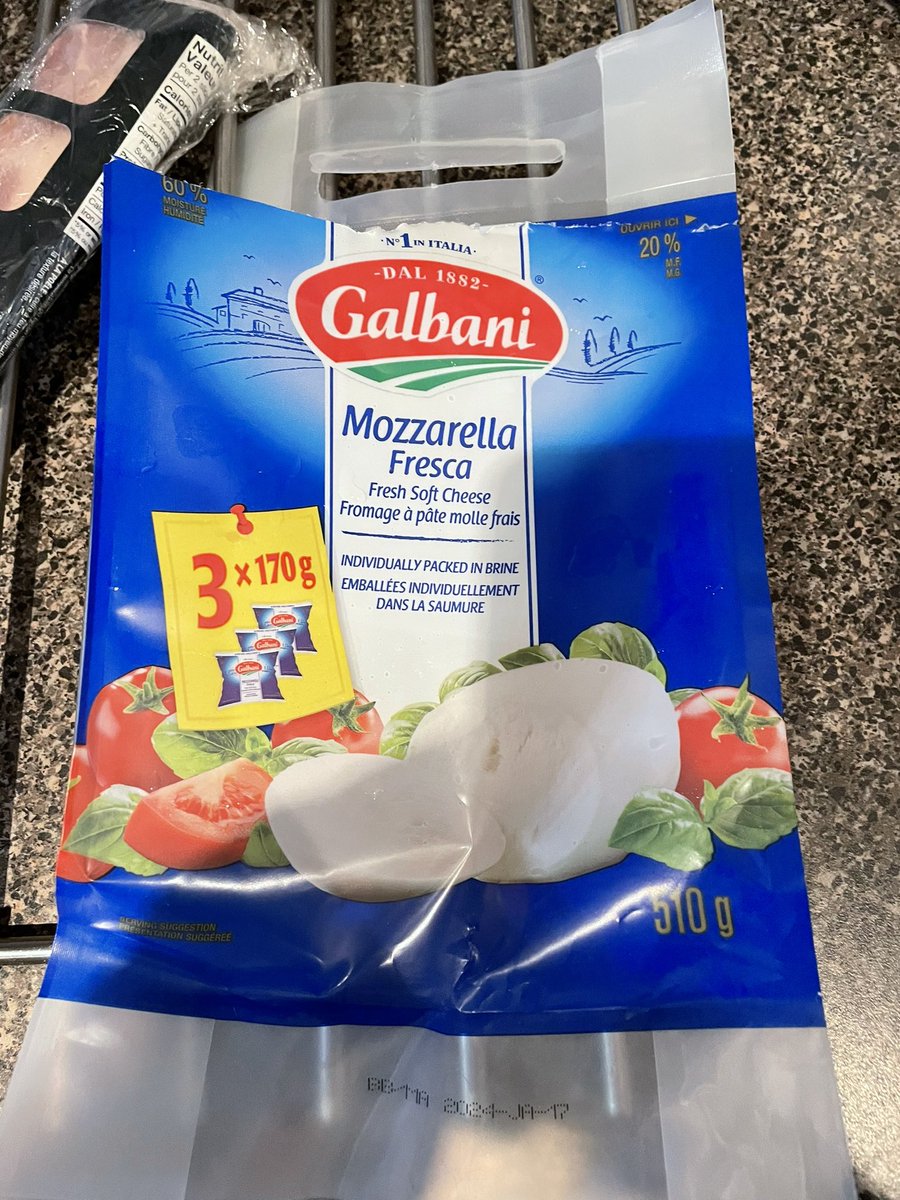 MichaelRappos's tweet photo. Look what was found in a 3 pack of #galbani fresh mozzarella which was purchased from @costcocanada #Costco #bolt there should be better #qualitycontrol https://t.co/3h3TEu1nV9
