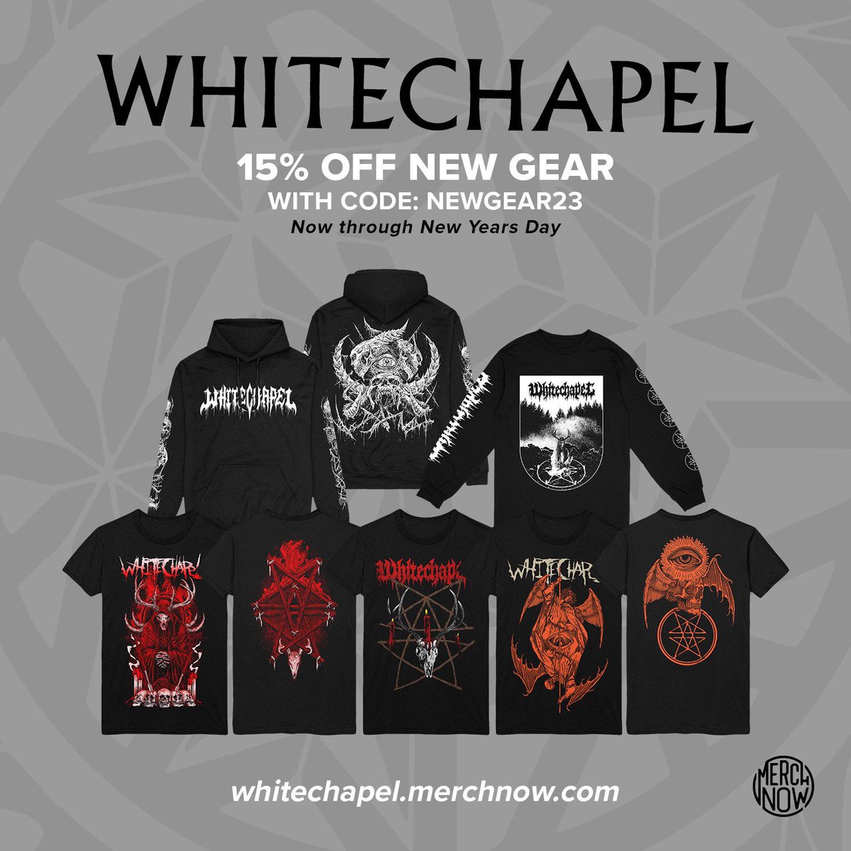 We hope our fans have a safe and happy New Year’s Eve, remember we have some new threads in the store and you can save 15% using code NEWGEAR23 until 11:59pm est tomorrow night. Only at Whitechapel.MerchNow.com