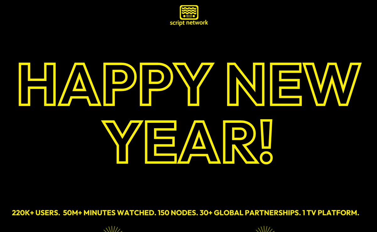 harborml's tweet photo. Happy New Year from Script Network! 🎉

We've had a strange week thats just passed, but we are so excited about our migration and a HUGE year ahead, but so much has been achieved in 2023, heres just some of the highlights:

✅Completed development of video delivery network - over 150,000 lines of code
✅230k+ users since our beta launch
✅Over 150k wallets created on Script Blockchain testnet, with millions of transactions 
✅ Over 2 MILLION minutes watched per week on the platform 
✅10+ global studio licensed partnerships
✅Ad publishing agreement - ads from Google, Mercedes etc - the ONLY blockchain streaming platform with tier 1 licensed ads 
✅400k+ Community across socials 
✅Sold out of all launchpads in seconds pre TGE
✅Hit over $25m in organic volume in less than a week of launching

So much more in store, with new channels, staking, and mainnet of Script Blockchain (after our migration and relaunch) - all coming soon. 

Wishing everyone a great year ahead!
Script Network Team