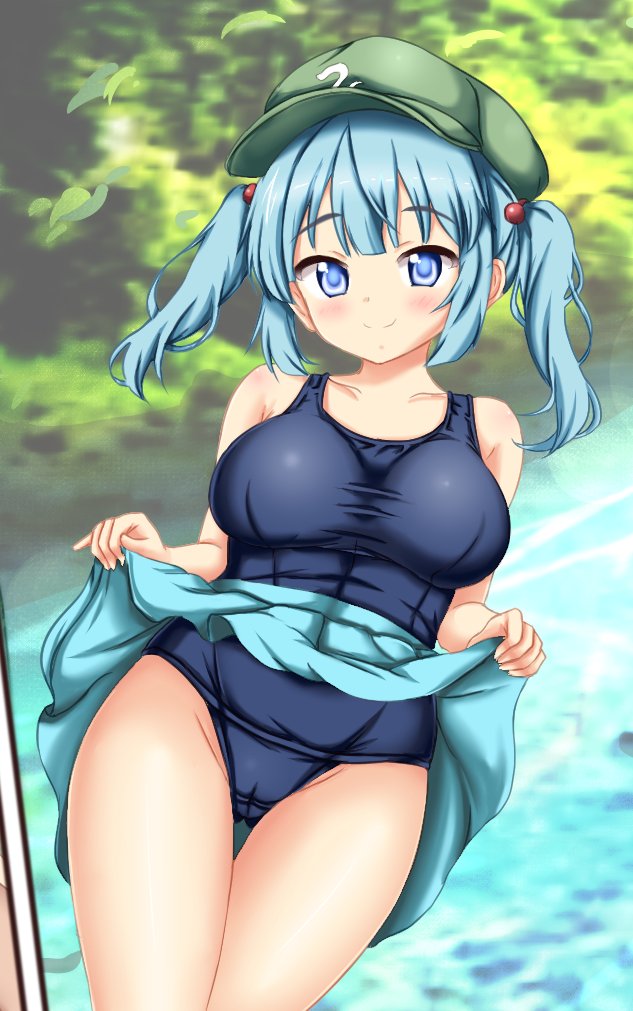 河のほとりで誘ってくるスク水にとり。PixivにR18投稿しました https://t.co/xGPV3HgO3R 