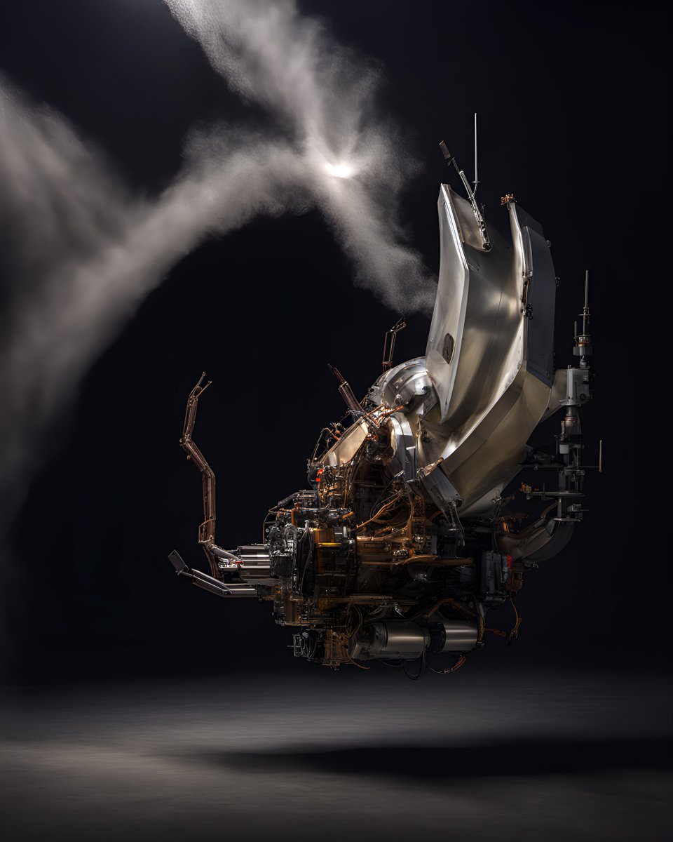 FakeMachines's tweet photo. Meet Zephyros: the windmaker that takes your breath away—literally! Its sleek wings burst with gusts, cleansing the earth with an ironic breeze. In the hands of the brave, it's either the ultimate house fan or the world's last sigh. #aiart #cleanmachine #windsofchange https://t.co/EHaCRJsmUS