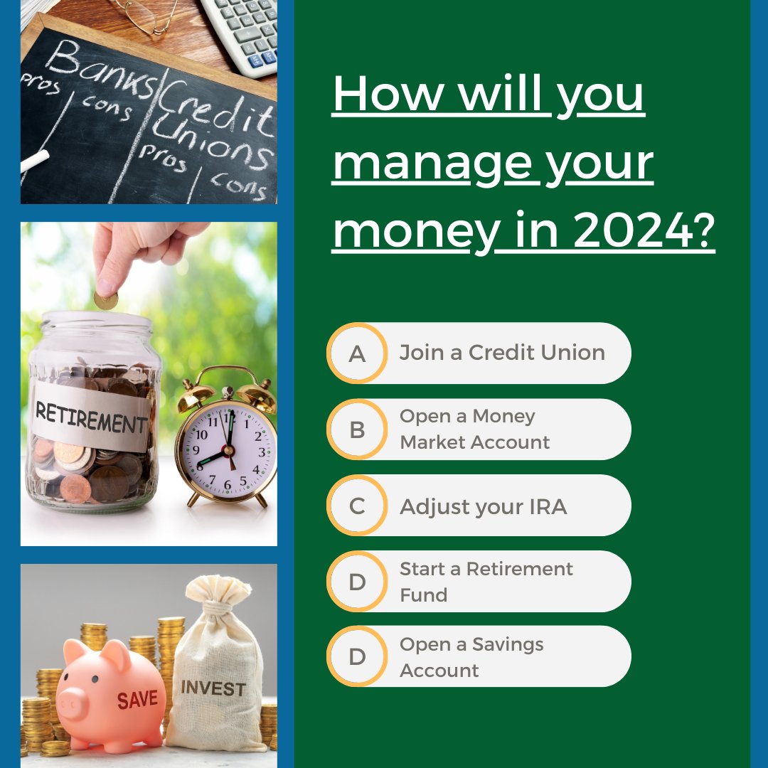 koolaufcu's tweet photo. What will you do differently in #2024 to increase financial stability? Comment below so we know how to help! 

#MoreThanBanking #LoveMyCreditUnion #OnlineBanking #FinancialLiteracy #FinancialEducation #FinancialAdvice #FinancialGoals #Goals #2024Goals #MoneyGoals #MakeMoney https://t.co/Xo73QYN4hu