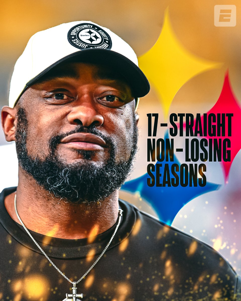 espn's tweet photo. Mike Tomlin and the Steelers keep the streak alive 🔥 https://t.co/wOnctXMyh3