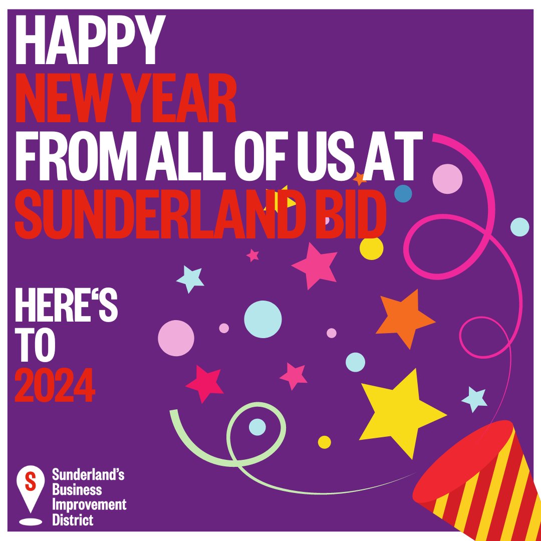 🎇🎆HAPPY NEW YEAR! 🎆🎇 🥳🎉Here's to a healthy, happy, #HappeningInSunderland 2024! 🎉🥳