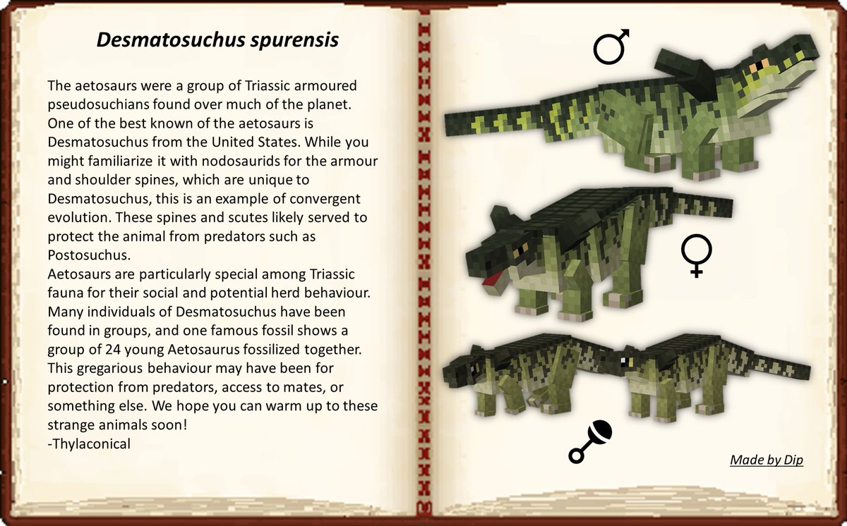FossilsRevival's tweet image. Desmatosuchus spurensis & Fasolasuchus tenax!
#MinecraftModding #Minecraft #Blockbench
WE'RE SPOILING YOU GUYS A LOT TODAY!!!