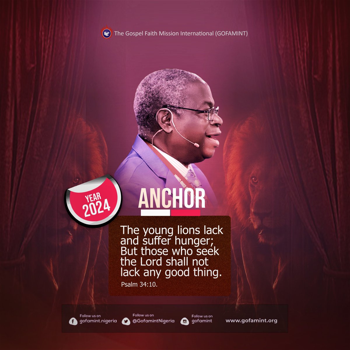 gofaminthq's tweet photo. RECITATION OF THE ANCHOR IN ENGLISH
The young lions lack and suffer hunger; But those who seek the Lord shall not lack any good thing. Psalm 34:10.

#GOFAMINT https://t.co/QNYPfkJ2B7