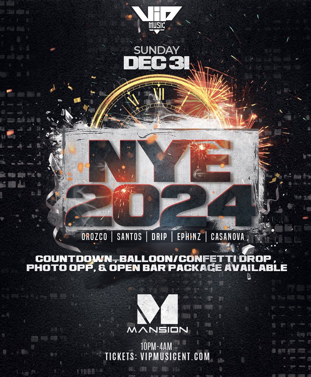 mansionlive3801's tweet photo. 🥳 Don’t miss out as we receive the New Year with our countdown, Balloon Drop, Confetti Blast, Party Favors! Reggaeton, Club Hits, Latin Hits🔥🥂 TICKET  LINK IN BIO  #MansionLive #NYE #Chicago #Reggaeton 👉🏼DM US TO RESERVE YOUR SECTION🍾 https://t.co/VH0eFAMATA