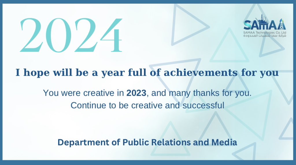 SAMAA_TECH's tweet photo. Our creative employees 

I hope it will be a happy year for you and your families, a year full of achievements and success.✨

#SAMAA https://t.co/2ZpyHYMn2n
