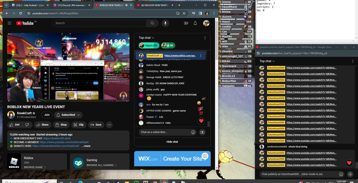 toast_future's tweet photo. @KreekCraft just RAIDED KreekCraft ​happy new year
@KreekCraft frist raided of the year https://t.co/ZhKDnrjOCQ