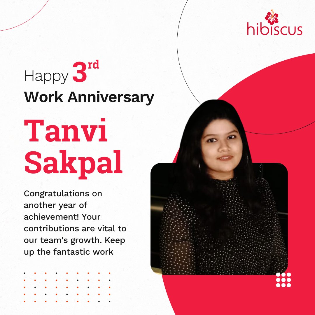 hibiscusvision's tweet image. 🎉 Happy 3rd Work Anniversary to our content master @tanvisakpal1009 ! 🥳✨ It&apos;s been 3 years of whacky idea, creating and consuming - words &amp;amp; food, and everything in between. Here&apos;s to another year of epic success! 🎊🙌

 #WorkAnniversary #contentmaster #ContentMarketing