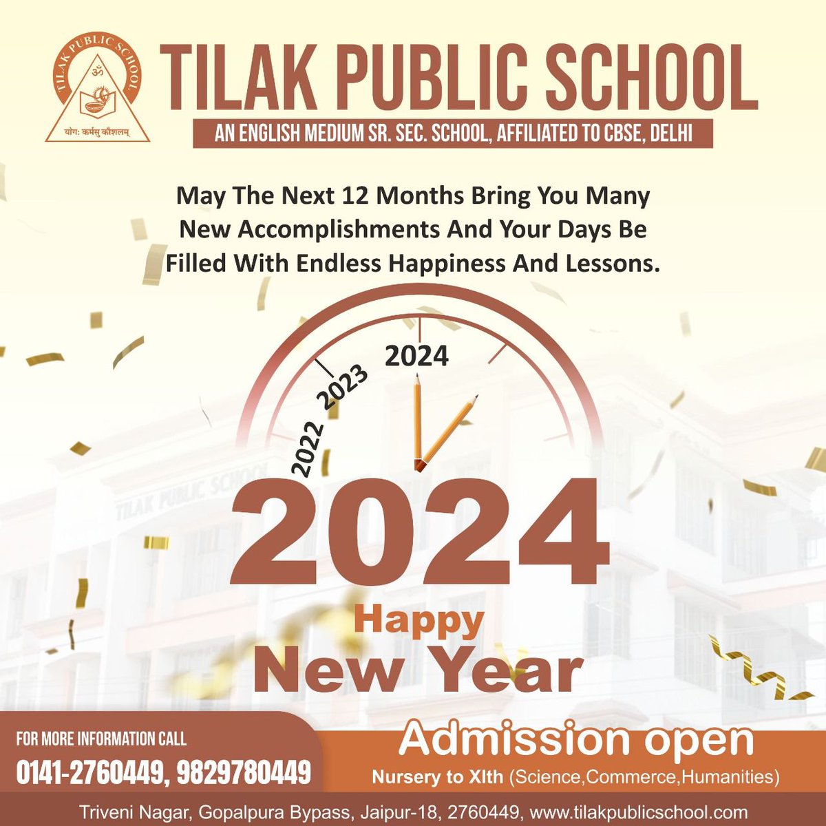 Wishing you and your family a Happy New Year filled with hope, health, and happiness - with a generous sprinkle of fun!  #newyear #happynewyear #newyear2024 #bestwishes #celebrations #tilakpublicscooljaipur #bestschoolinjaipur #schoolinjaipur