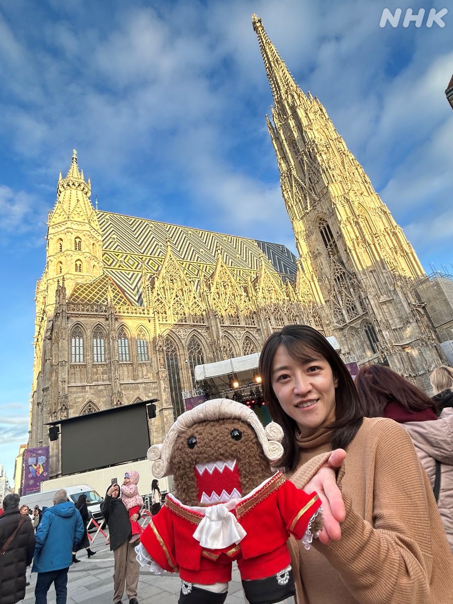 ウィーンからもProsit Neujahr!（あけおめ）🎍㊗

新年を祝う花火が楽友協会前からも見えました！🎆

今夜の #ウィーンフィルニューイヤー
司会を務める #赤木野々花 アナも気合い入ってます✌

#クラシックどーもくん分身の術 
#シュテファン大聖堂