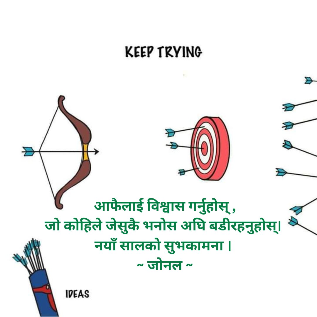 आफैलाई विश्वास गर्नुहोस् ,जो कोहिले जेसुकै भनोस अघि बडीरहनुहोस्। नयाँ सालको सुभकामना । 
जोनल