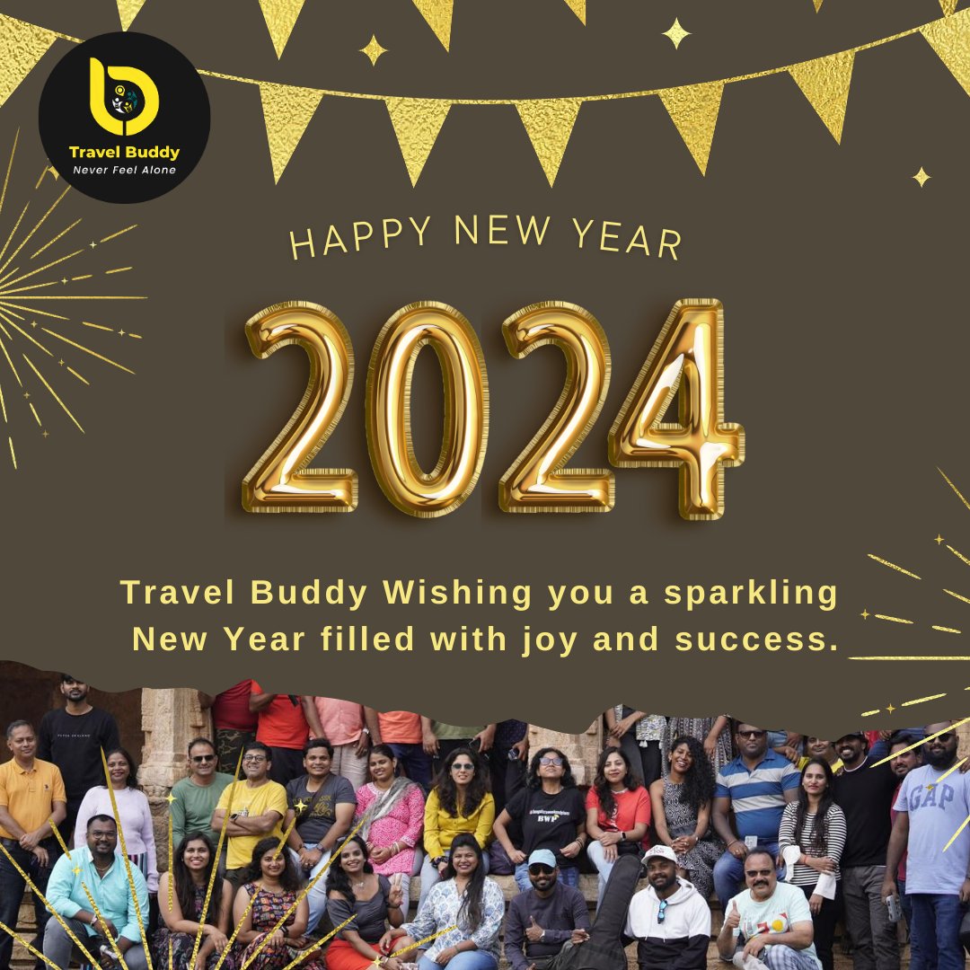 🌟✈️ Happy New Year from the Travel Buddy Team! 🌍🎉 May this year be a journey of discovery filled with exciting adventures and new friendships waiting to be made! 🤝✨  

#HappyNewYear #TravelGoals #ExploreDreamDiscover #TravelBuddy #beatravelbuddy #neverfeelalone