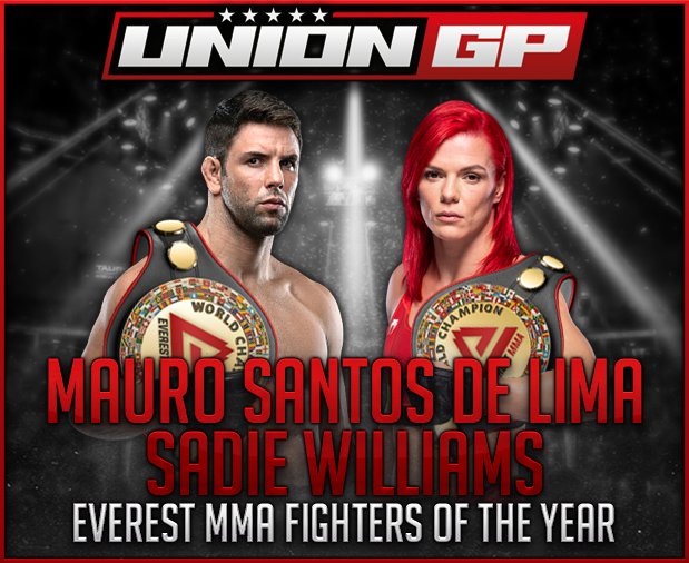 Union_GP's tweet image. With 28.6% of the votes, the 2023 Everest MMA Fighter of the Year Award goes to two fighters. SZN 3 Cruiserweight Champion Mauro Santos de Lima and SZN 3 Featherweight Champion Sadie Williams share the award, a first in the history of the yearly Honors Awards!