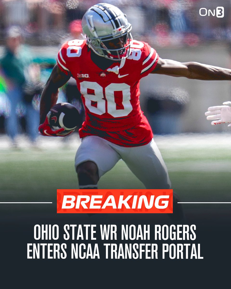 On3 (@on3sports) on Twitter photo BREAKING: Ohio State 5-star true freshman WR Noah Rogers has entered the NCAA Transfer Portal, per <a href="/PeteNakos_/">Pete Nakos</a>
on3.com/college/ohio-s… BREAKING: Ohio State 5-star true freshman WR Noah Rogers has entered the NCAA Transfer Portal, per <a href="/PeteNakos_/">Pete Nakos</a>
on3.com/college/ohio-s…
