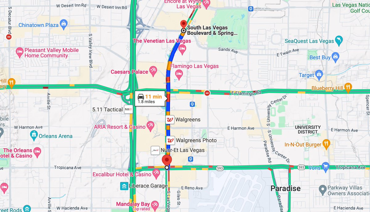 What you need to know for New Year's Eve tonight! 🚧I-15 off-ramps at Flamingo in both directions will be shut down at 5:30 p.m. 🚧Las Vegas Blvd. from Spring Mountain to Tropicana will begin at 6:30 p.m. 🚧Las Vegas Blvd. from Sprg. Mnt. to Trop in both directions closed by 8 pm