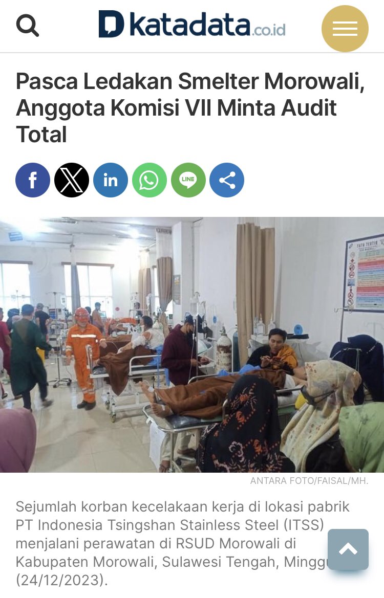 pakmul63's tweet photo. Audit total smelter:
.
- Hanya MENGURAS SDA kita 
- smelter rongsokan, 
- sumber energi kotor,
- produknya cuma NPI dan Feronikel
- TKA unskilled
- Insentif super mewah.
.
Kini jadi MESIN PEMBUNUH pekerja kita.
@FPKSDPRRI @PKSejahtera
. https://t.co/zdSPchb1Ag