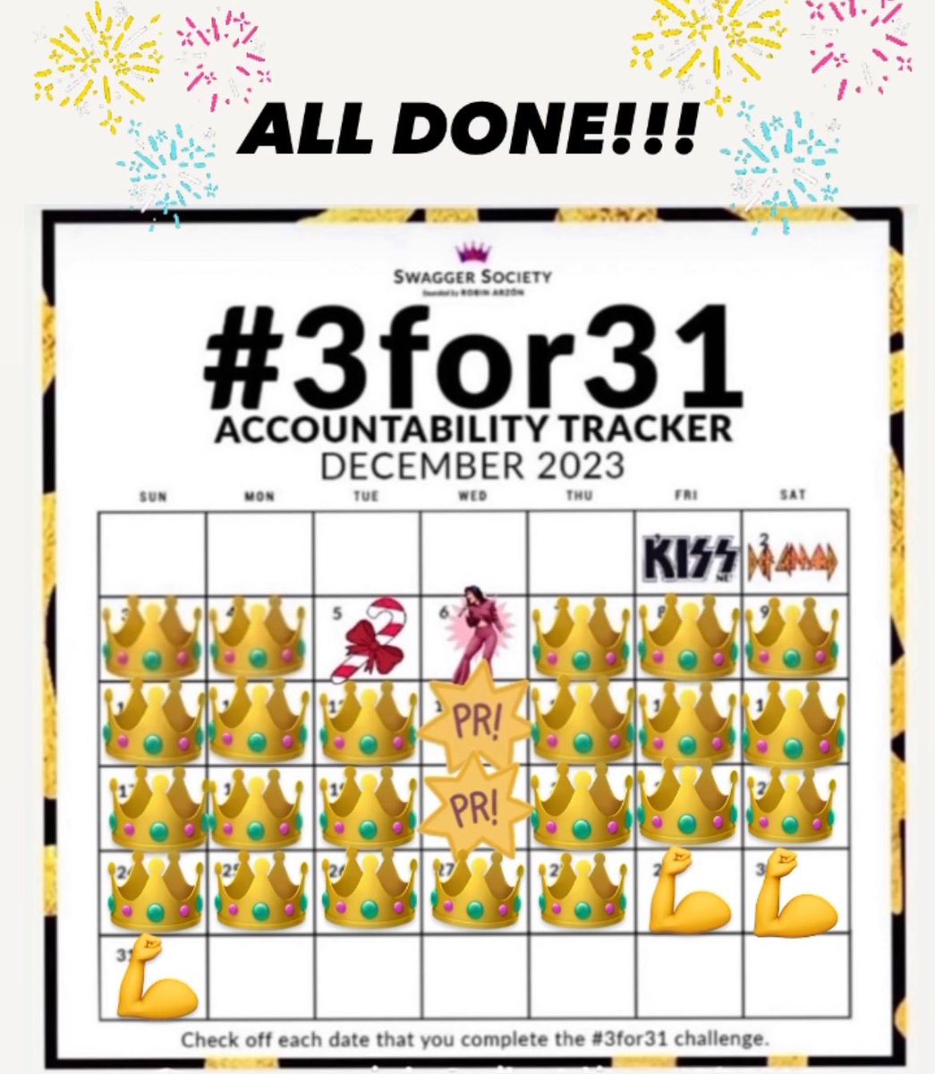 Joseojeda's tweet photo. And that’s a wrap on #3for31!! 🙌💪
Thank you so much to @RobinNYC and the members of @SwaggerSociety for such a powerful and rewarding month! So excited for 2024. Now bring on the coquito! 🥳🥃 https://t.co/DzOsth5Vcq