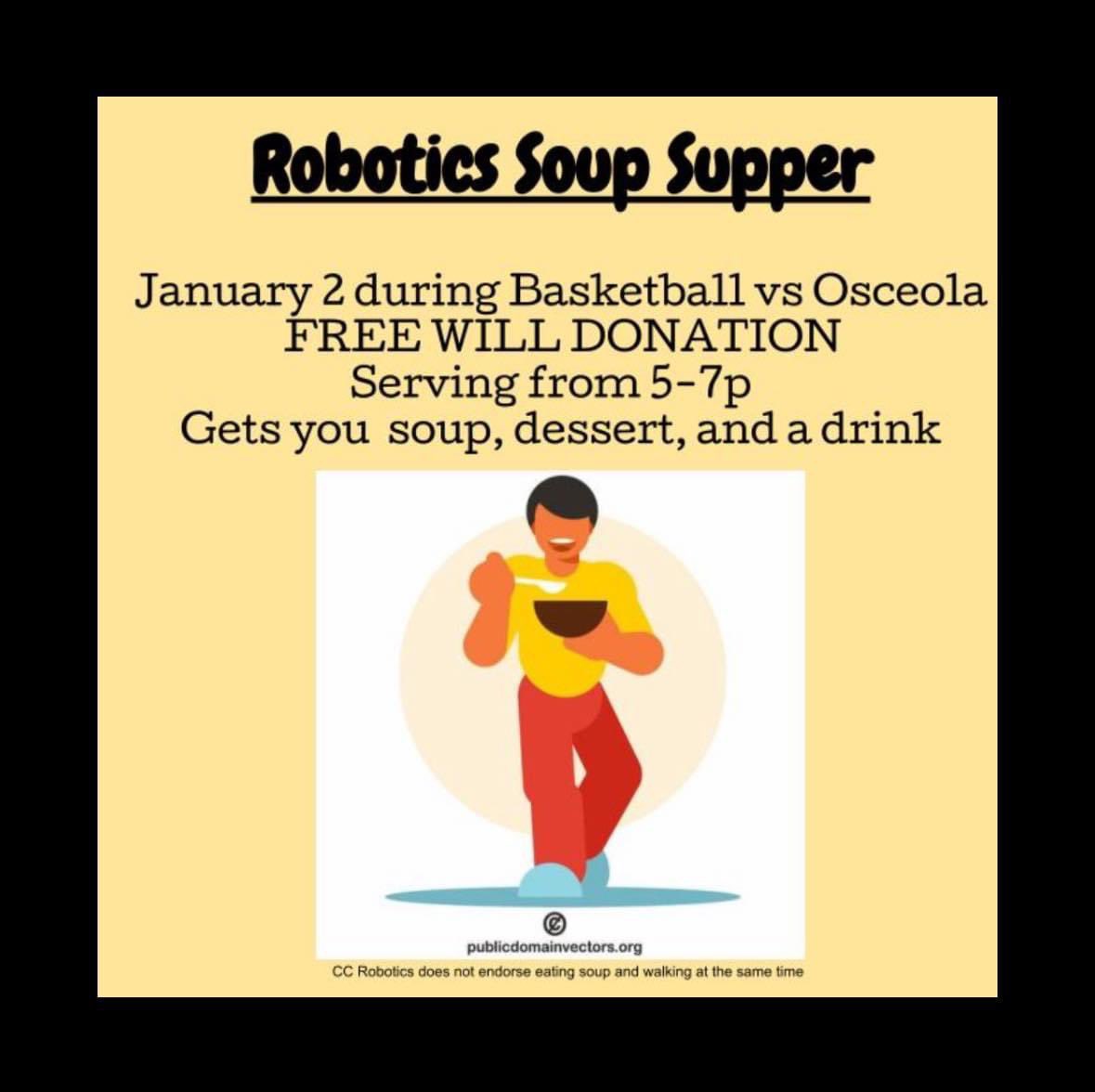 hdhaug's tweet photo. January 2nd, 2024:

Cross County Schools hosts Osceola Public Schools🏀 ⛹️⛹🏼‍♀️⛹️‍♂️

Come enjoy great basketball AND fill your bellies with some tasty soup, desserts and a drink!! 

Your support for the Cross County Robotics program is greatly appreciated! TIA 🤖 🐾 💙 https://t.co/CMDlIcd8mF