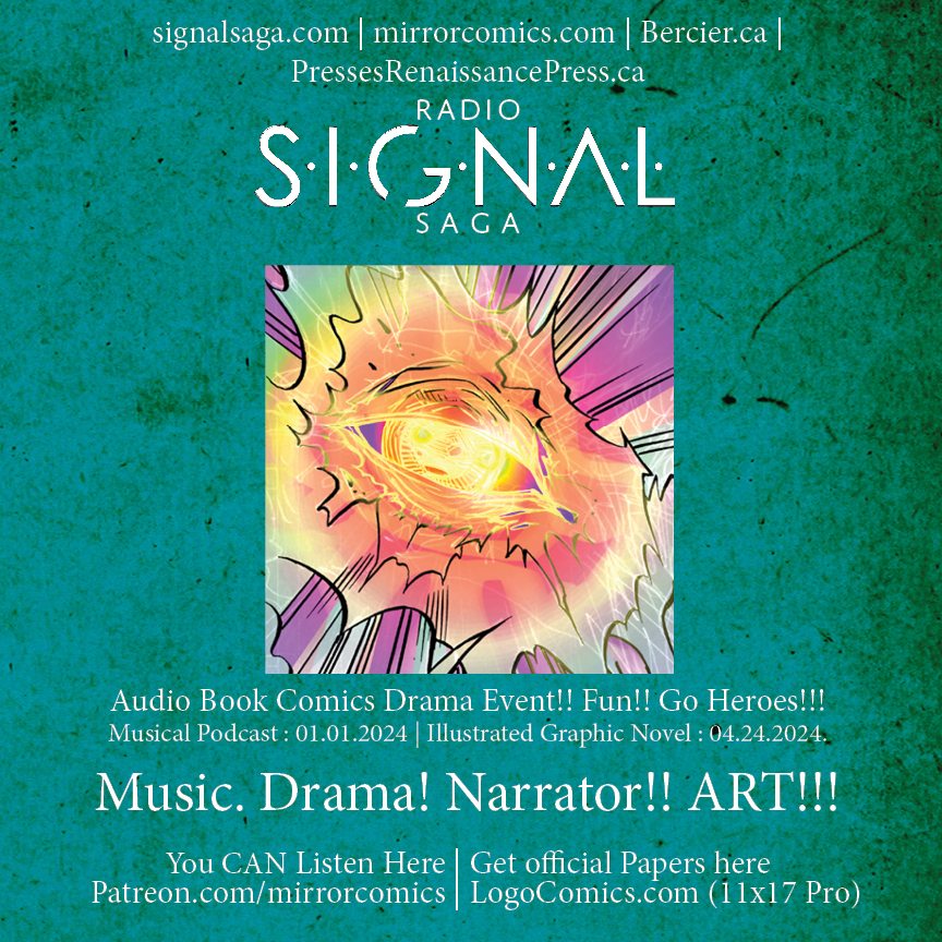 mirrorcomics's tweet photo. RADIO SIGNAL Saga
by Bros. Bercier - Ciberiom Cinder INTRO - episode 000
https://t.co/UvTWpkSBof

TEASER starts at 9pm.

show lasts a year on this #podcast
#Audio #Book #Comics #Drama #Exclusive
4 #Great #Humans

#scifi #fantasy #Narrator #God #CiberiomCinder #Bercier #musical https://t.co/6qg5kRDDEV