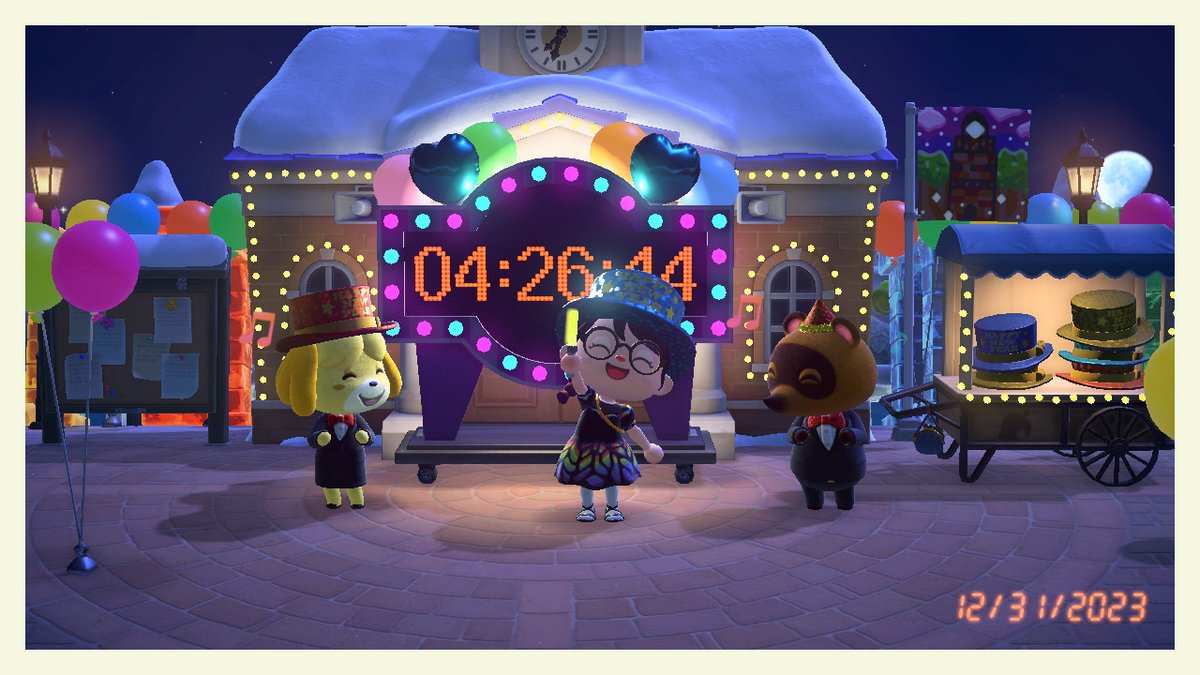 Sketch238's tweet photo. #ACNHWinterChallenge
Dec. 31st: NYE! Goodbye last year! Hello new year!

Ready for midnight! I’m sad this is the last pic, but what a great challenge for this month! So happy I participated in this :) Thanks @gaels_home &amp; @Acnhfunfamily!!! #ACNH #NintendoSwitch
Happy New Year! 🌟 https://t.co/kxww19b9F7