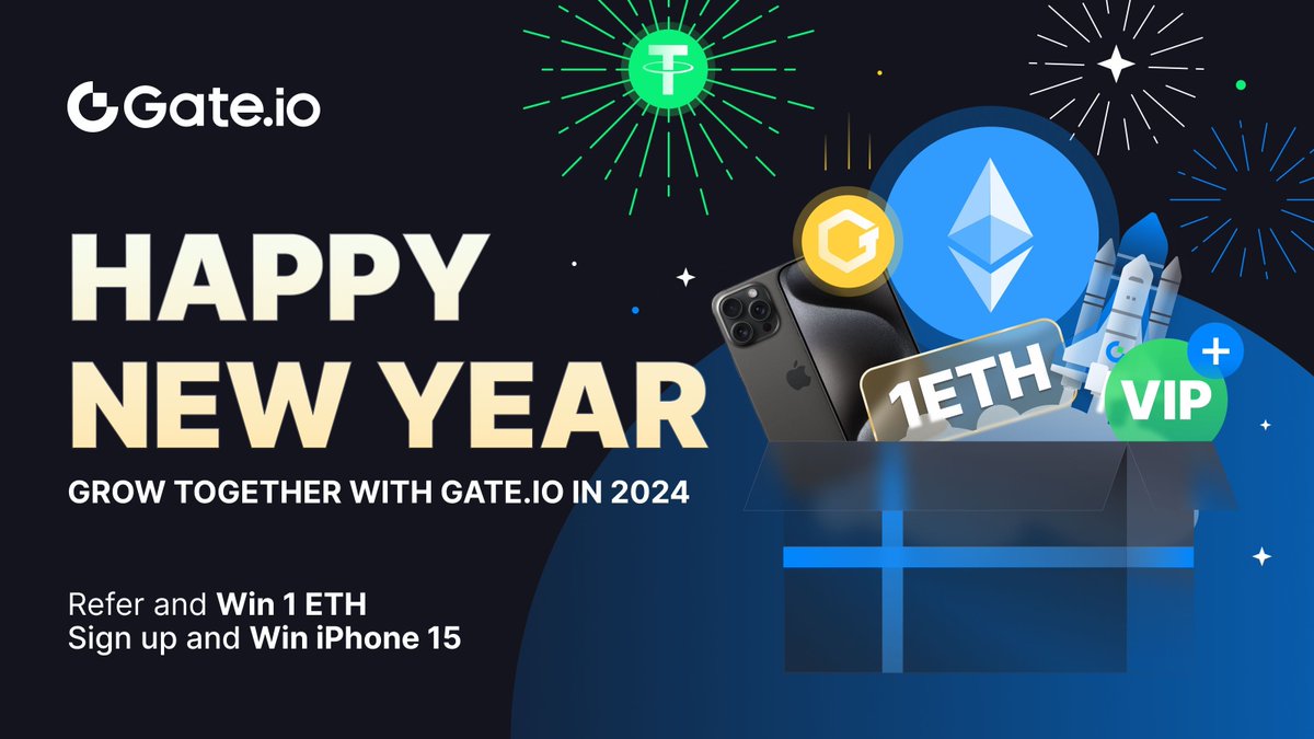 🎆 Happy New Year | Grow Together with #Gateio in 2024 🚀

Join now to Win 1 #ETH or #iPhone15ProMax 🥳

1️⃣ Like, RT &amp; @ friends with #GateioNewYearGiveaway hashtag
2️⃣ Share your Sign Up Referral Link in public
3️⃣ Gleam👉 gleam.io/YpFFt/grow-tog…

Details: gate.io/article/33792