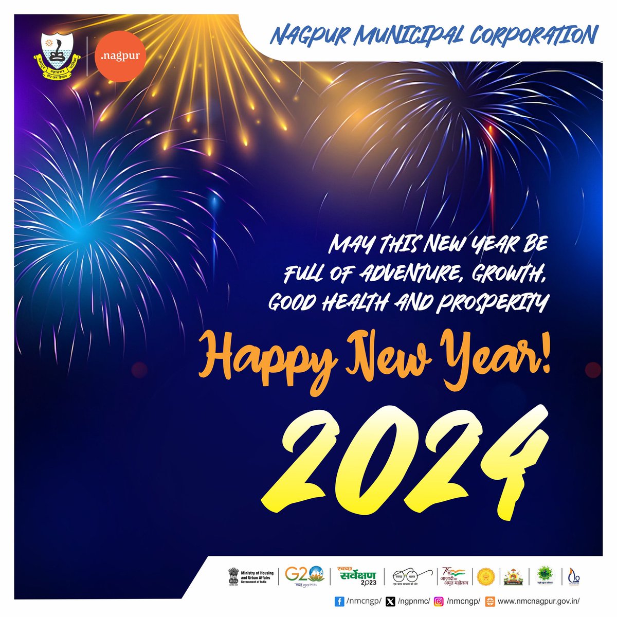 ngpnmc's tweet photo. May this new year be full of #adventure, #growth, #good_health and #prosperity
Happy New Year! 2024
.
#NMC #Nagpurcity #wellcome2024 #Happy_New_Year_2024 https://t.co/z3ubzBHgzb