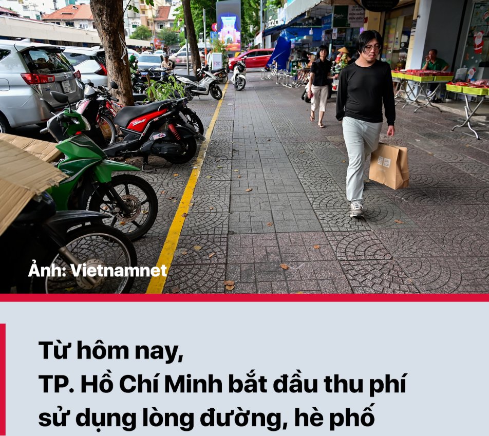 YanNewsVN's tweet photo. Nghị quyết 15/2023 của HĐND TP. Hồ Chí Minh về ban hành mức thu phí sử dụng tạm thời lòng đường, hè phố trên địa bàn có hiệu lực từ ngày 1/1, có mức phí 20.000-350.000 đồng/m2/tháng.
Cụ thể, mức thu phí cho hoạt động trông giữ xe 50.000-350.000 đồng/m2/tháng và các hoạt động khác 20.000-100.000 đồng/m2/tháng tùy theo khu vực.
Mức phí được áp dụng theo giá đất bình quân tại 5 khu vực (mỗi khu vực sẽ có tuyến đường trung tâm và các tuyến còn lại).
Theo nghị quyết, đối tượng nộp phí là các tổ chức, cá nhân được phép sử dụng tạm thời lòng đường để tổ chức các hoạt động văn hóa và điểm trông, giữ xe ô tô phục vụ các hoạt động văn hóa; làm điểm trung chuyển rác thải sinh hoạt của doanh nghiệp vệ sinh môi trường; bố trí điểm giữ xe máy, xe mô tô, xe đạp có thu tiền dịch vụ trông giữ xe.
Toàn bộ tiền phí thu được nộp vào ngân sách và được sử dụng có mục tiêu phục vụ hoạt động thu phí và công tác quản lý, bảo trì, khai thác lòng đường, hè phố.
-------------- 🇻🇳🇻🇳🇻🇳🇻🇳🇻🇳-------------
 #News #Entertainment #Vietnam