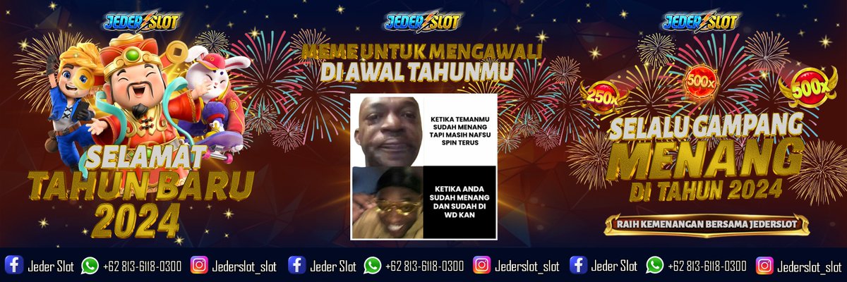 JederSlot's tweet photo. HAPPY NEW YEAR 2024!!

MAINKAN GAME-NYA DAN RAIH KEMENANGAN KAMU DI AWAL TAHUN DENGAN BERBAGAI EVENT EVENT DAN BONUS LAINNYA DI JEDERSLOT !!
📲 Whatsapp : +6281361180300
📲 Telegram : jederslot
📲 Instagram : @jederslot_slot

#jederslot #jederslot_slot #slotgacor #pragmaticplay https://t.co/cLBVpDgSEF