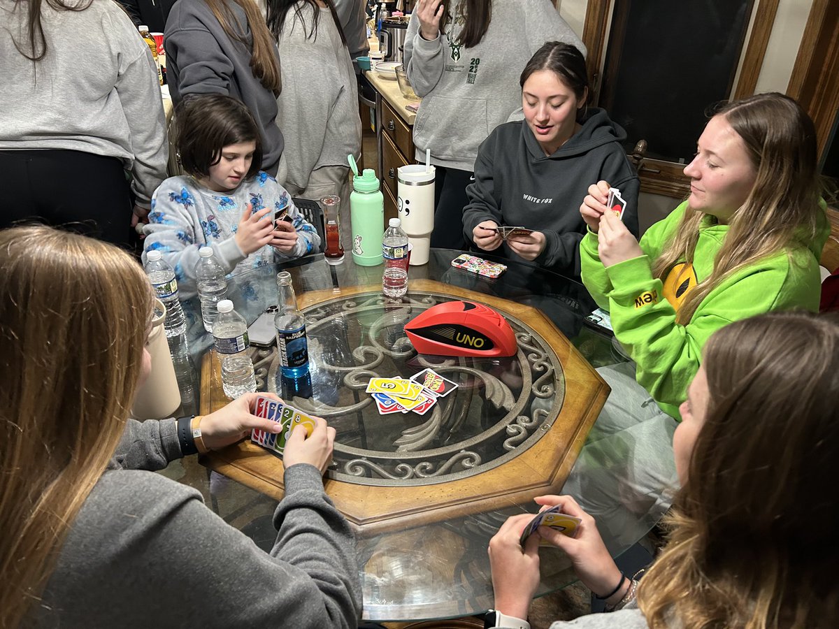 CoachErikStrand's tweet photo. Happy New Year’s from @UWECWhockey!! Great time spending a few of the final hours of 2023 together! Chili, games and laughter! Here’s to 2024, May it be filled with a full year of smiles and laughter!!!! https://t.co/XYDpU6SewG