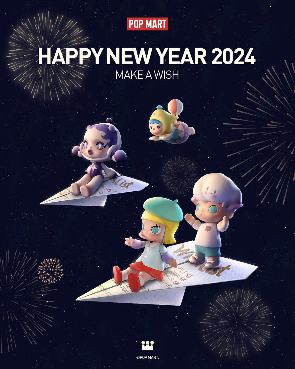 POPMARTGlobal's tweet photo. Happy New Year！🎆

#POPMART #HappyNewYear2024 #Makeawish https://t.co/QbpoEYvbSo
