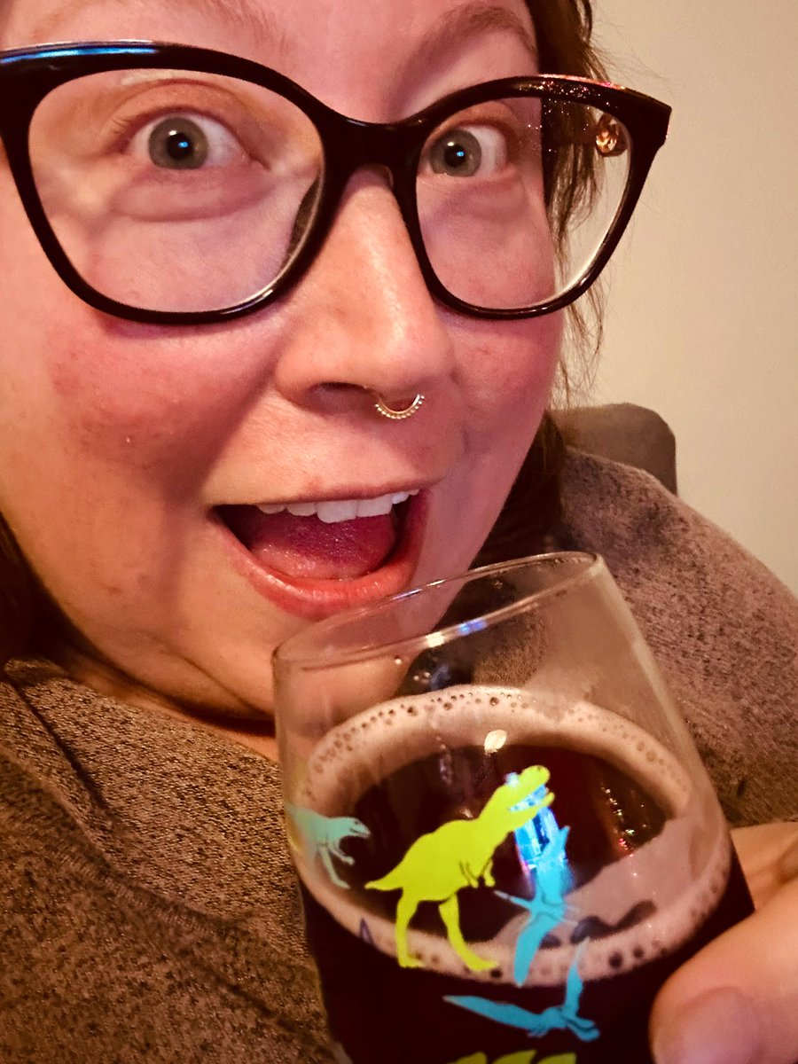 Drinking exclusively Cantillon and champagne tonight. (In my fave Dino glassware from <a href="/prairieales/">Prairie Artisan Ales</a>) 🥂