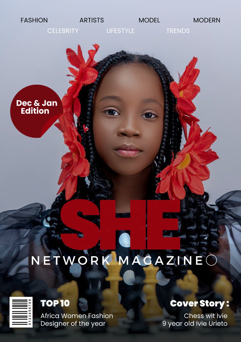 Starting the new year 2024 with a cover story interview with seasoned professional chess player who is only 9years old and Nigerian.
Credits
Styling: Priscilla Philips 
Designer : Ashybelzkidz (Jos)
 priscillaphilips.com.ng/mag/meet-9year…
#shemagazine #priscillaphilipsagency