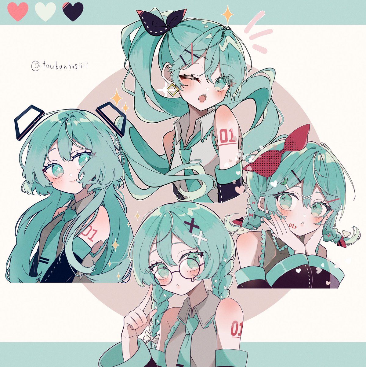 hatsune miku alternate hairstyle braid twintails twin braids detached sleeves long hair 1girl  illustration images