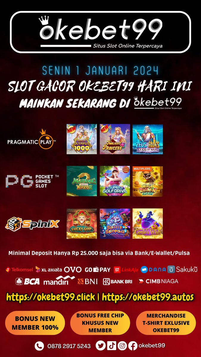 okebet99's tweet photo. INFO SLOT GACOR HARI INI GAMPANG MENANG DI OKEBET99 💸
Mainkan Games Gacor hari ini dan dapatkan JP mu sekarang juga !
🔥 Link : https://t.co/wgf4mGUD5s
#okebet99 #HappyNewYear #gatesofolympus1000 #zeus #hades #mahjongwins #golf #spinix #twilightprincess #luckygod https://t.co/N30qJfEdAD