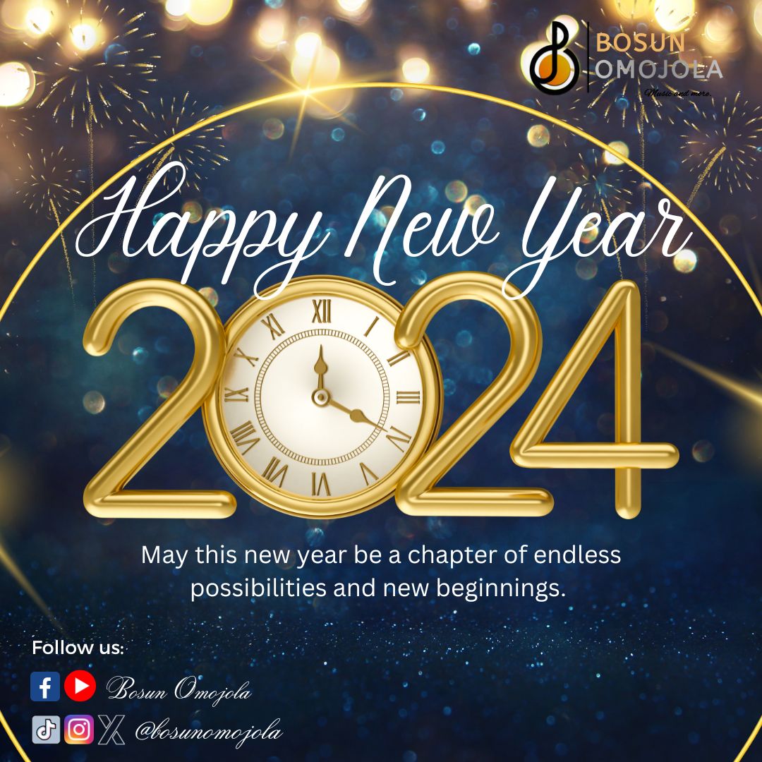 "🎉 Cheers to a New Year, new goals, and endless possibilities! 🚀 Wishing you a fantastic 2024 filled with joy, success, and unforgettable moments. Grateful for the journey and excited for what lies ahead. Let's make it an amazing year together! 🌟✨ #NewYear2024 #BosunOmojola