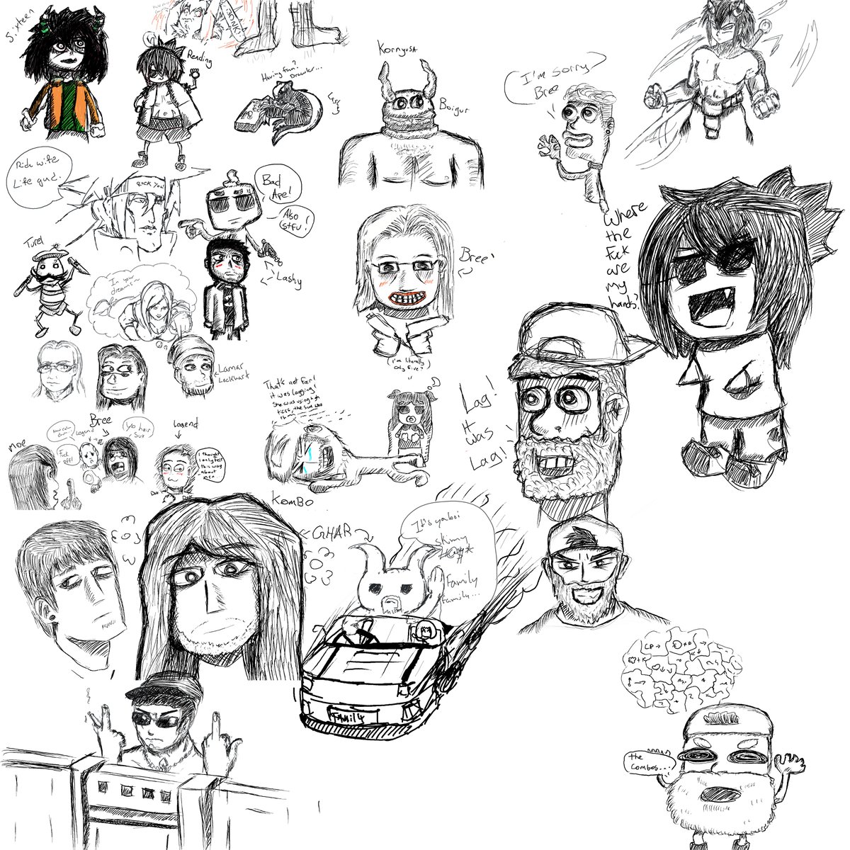 SixteenBitNinja's tweet photo. The 2023 new years draw pile session was pretty fun. Made some funny things with @LashingBadge @RendingHeaven @OverpoweredYeti https://t.co/PJlOPxysVv
