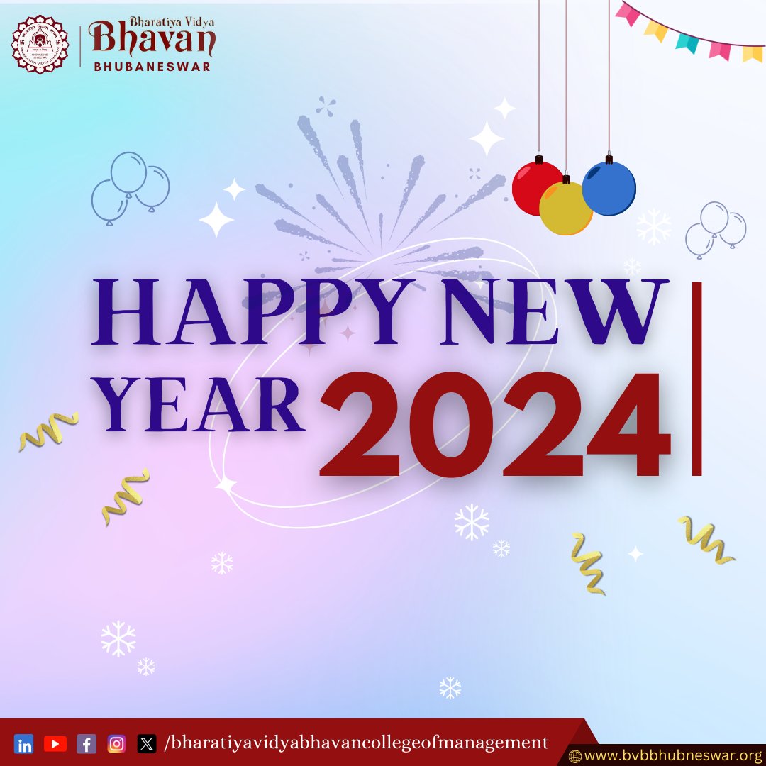 BccmBhubaneswar's tweet image. Wishing everyone happy and prosperous new year!

#happynewyear24 #BCCM #bharatiyavidyabhavan #bestmanagementcollege #bestmbacollege #bestbschool #Bhubaneswar #Odisha