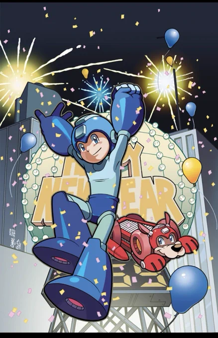 Hope everyone has a Mega New Year! 

(Art by @ChadAThomas, @Jampolinski, Gary Martin and me!) 