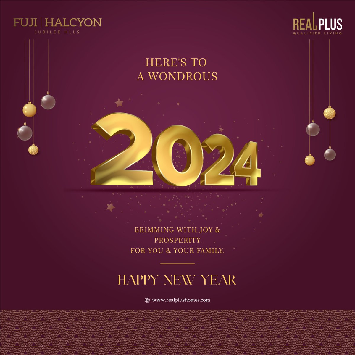 realplushomes's tweet photo. Wishing you a New Year filled with wonder, joy, and boundless possibilities. May each day bring you moments of magic and excitement. Happy New Year 2024! 
#RealPlusHomes #HappyNewYear2024 #HyderabadRealty #LuxuryRealty #PropertiesofHyderabad #NewYearGreetings #NewYearCelebrations https://t.co/sqG9T5IrOs