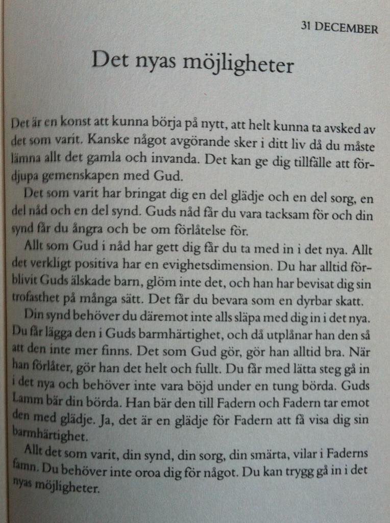 Det nyas möjligheter 
31 dec i I dag är Guds dag (1994) <a href="/LibrisSverige/">Libris förlag</a>