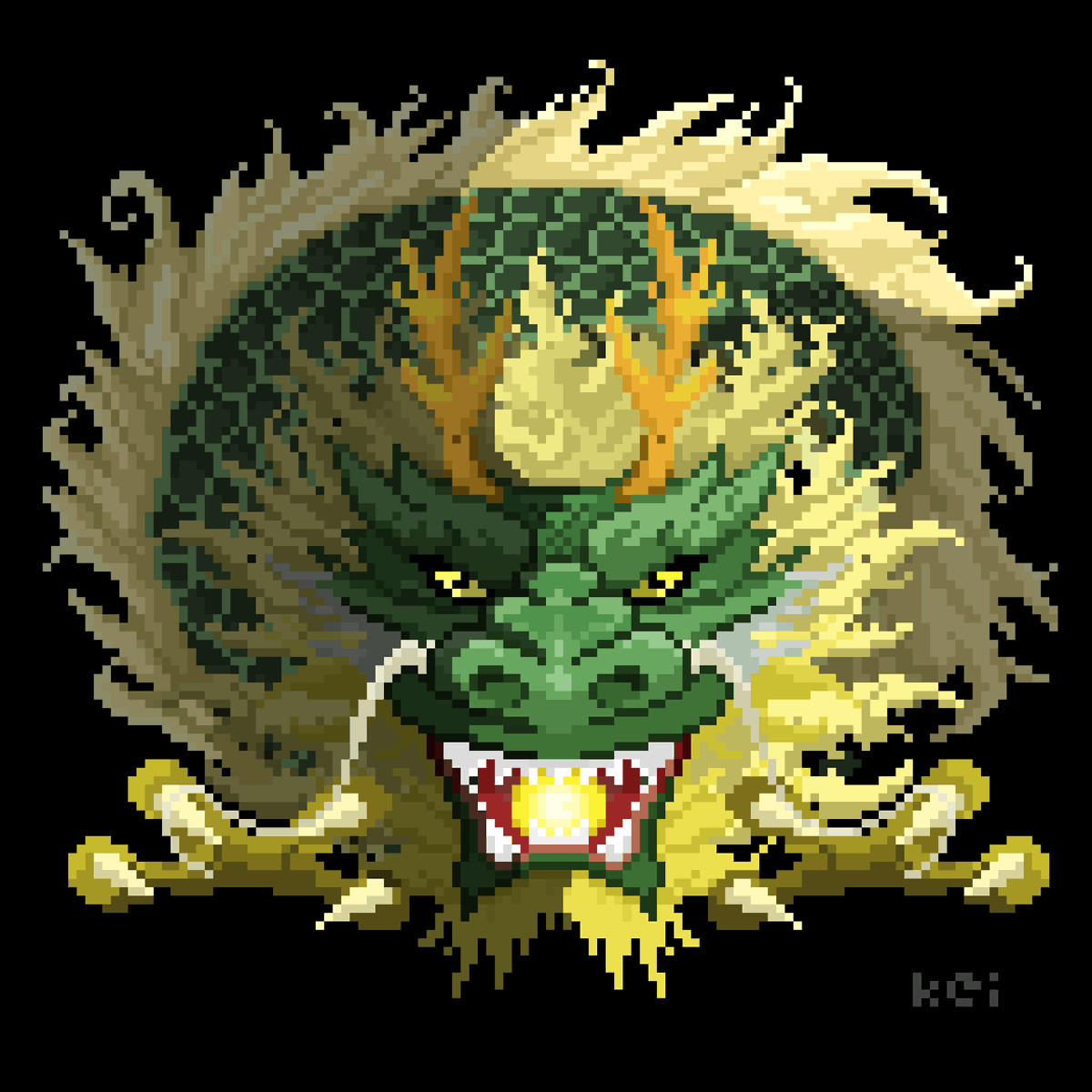 kei_pixel's tweet photo. 明けましておめでとうございます！
去年は後半あまり描けていませんが今年は前より描けるよう頑張ります！
今年も宜しくお願いします！

#ドット絵 #pixelart #辰年 https://t.co/hZ2DDcxhmN