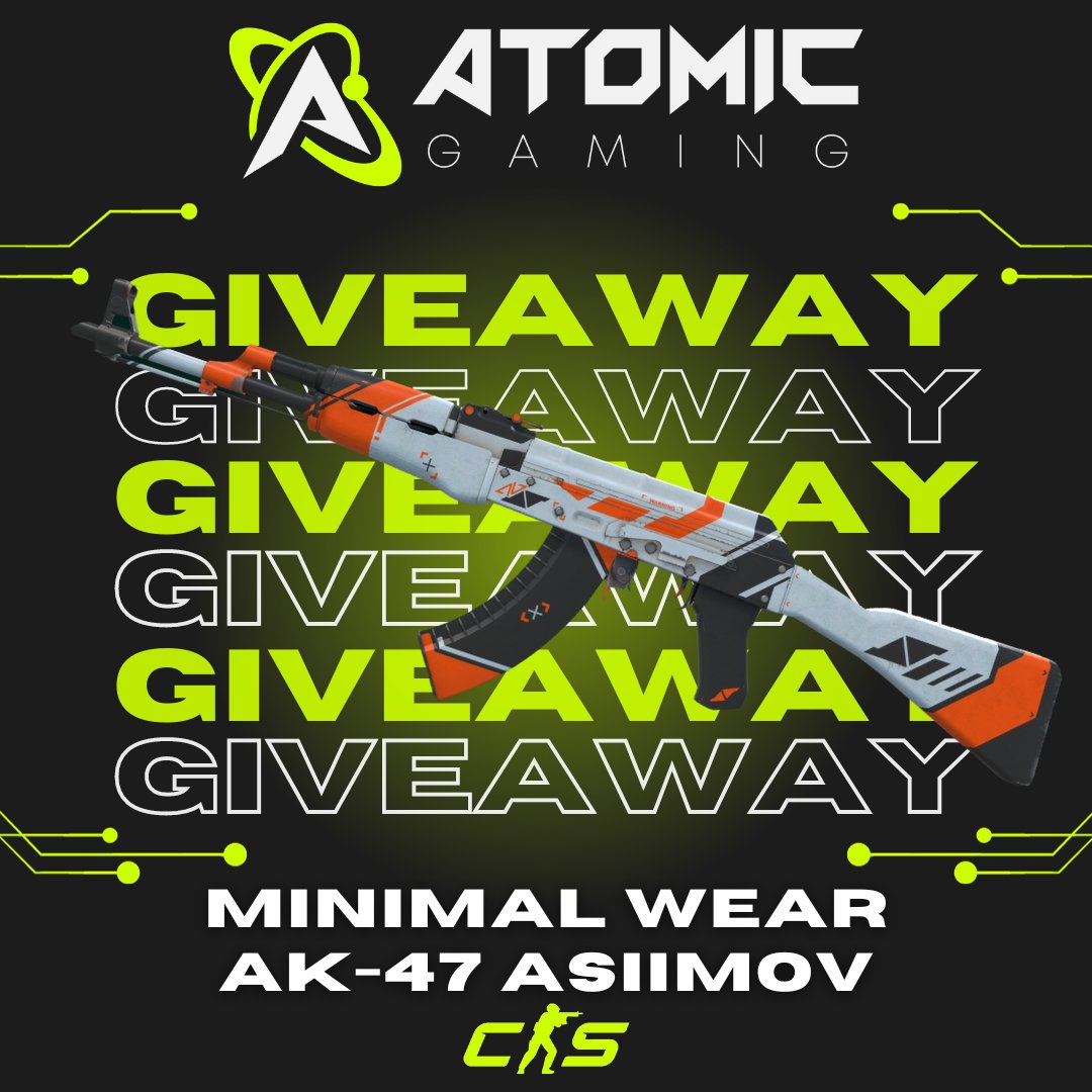 New year, new giveaway in partnership with our CS captain, Zhenn!

🎁 AK-47 | Asiimov (Minimal Wear) ($50) 

To enter: 
✅ Repost &amp; Like
✅Follow <a href="/AtomicGamingUS/">Atomic</a> &amp; <a href="/ZhennCS/">Zhenn😈</a> 

Winner will be drawn on January 8th at 6:00 PM CST!