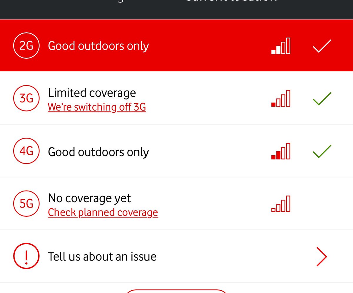 JoeDL74's tweet photo. @VodafoneUK I live in a town with a population of over 83,000 on a housing estate that’s well over a decade old and this is all you can offer. Better than @O2 and @EE because at least your site is honest about the poor coverage in the area. https://t.co/3GXeh0QP8X