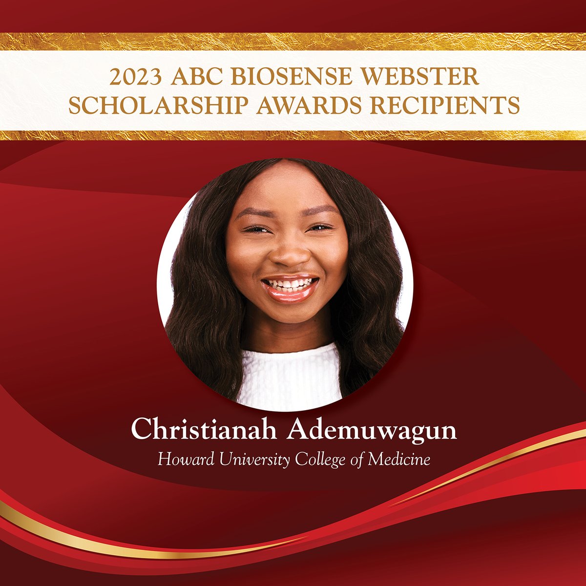 #FeelingGrateful #LookingBack #2023Milestones Congratulations <a href="/c_ademuwagun/">Christianah Tolu Ademuwagun</a> <a href="/HowardU/">Howard University</a> College of Medicine, recipient of a 2023 ABC-@BiosenseWebster Scholarship for #medstudents. One of 16 ABC scholarships awarded this year.

bit.ly/ABCSeasonofGiv…